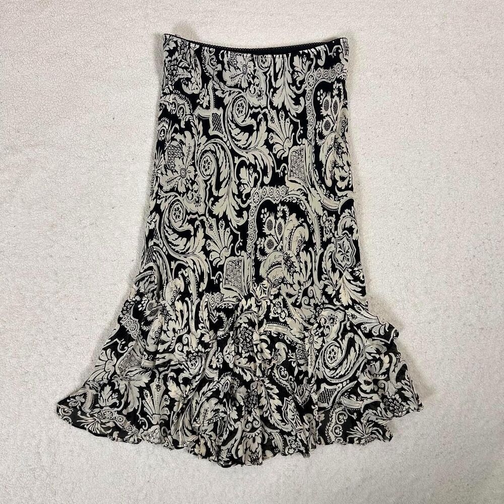 Style & Co Floral Dark Coquette Ruffle Maxi Skirt